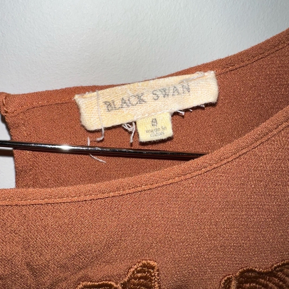 Women's Black Swan Blouse, Size S, Rust Oriana Orange Lace Top - Picture 2 of 10
